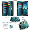 For Samsung Galaxy S25+ 5G CaseMe C36 Card Slots Zipper Wallet RFID Anti-theft Leather Phone Case(Blue)