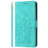 For iPhone XS Max Tulips Embossed Leather Phone Case with Lanyard(Green)