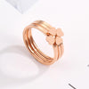 3 In 1 Titanium Steel Peach Heart Combination Four-Leaf Clover Couple Ring, Size: US Size 5(Rose Gold)