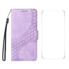 For iPhone SE 2025 ENKAY Embossed Rhombus Starry Leather Phone Case with Screen Film(Purple)