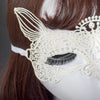 Halloween Masquerade Party Dance  Sexy Lady Lace Cat King Mask(White)