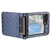 For Samsung Galaxy Z Flip6 Siamese Cubic Grid Texture Card Slot Leather Phone Case(Blue)