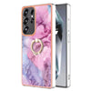 For Samsung Galaxy S25 Ultra 5G Electroplating Marble Dual-side IMD Phone Case with Ring(Pink 013)