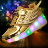 K03 LED Light Single Wheel Wing Mesh Surface Roller Skating Shoes Sport Shoes, Size : 35 (Silver)
