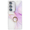 For Samsung Galaxy A16 5G Electroplated Marble Texture Ring Holder Phone Case(Light Purple S6)