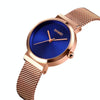 Skmei 1595 Fashion Elegant Scale Free Steel Mesh Belt Women's Watch Waterproof Business Student Quartz Watch Female(Rose Gold Blue)