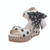 Women Sandals Dot Bowknot Platform Wedge Shoes, Size:38(White)