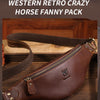 Bull Captain Retro Crazy Horse Leather Men Waist Bag Shoulder Bag Crossbody Bag(Black)