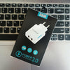 36W Dual Port QC3.0 USB Charger with 3A USB to 8 Pin Data Cable, EU Plug(White)