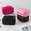 Rhombus Waterproof Cosmetic Bag Toiletries Storage Bag With Mirror(Rose Red)