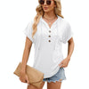 Ladies Summer Hooded Button Loose Short Sleeve T-Shirt Blouse, Size: L(White)