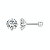 S925 Sterling Silver Platinum Plated Zircon Stud Earrings Jewelry, Color: White Zirconia M
