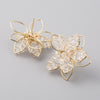 Fresh Crystal Hollow Flower Earrings Female S925 Silver Needle Temperament Earrings