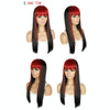 Color Bleaching And Dyeing Double Sideburns With Bangs Long Straight Hip-Hop Wig(Red Bleaching Black)