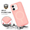 For iPhone 12 Shockproof MagSafe Armor PC Hybrid TPU Phone Case(Light Pink+Coral Red)