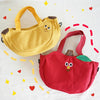 Cartoon Shoulder Tote Bag Fruit Banana Apple Embroidered Canvas Kids Crossbody Messenger Bags(Yellow)