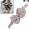 2 PCS Baby Headband Ribbon Chiffon Bow Children Hair Band Headwear(Gray)