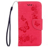 For Galaxy A3 (2017) / A320 Butterflies Embossing Horizontal Flip Leather Case with Holder & Card Slots & Wallet & Lanyard (Red)