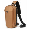 Ozuko 9321 Outdoor Anti-Theft Oxford Cloth Men Chest Bag Waterproof Messenger Bag with External USB Charging Port(Brown)