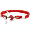 Whale Tail Anchor Charm Nautical Survival Rope Chain Bracelets(Red)