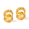 OPK GE910 1pair Simple Geometric Looped Temperament Stud Earrings Vintage Stainless Steel Earrings