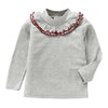 Spring Girls Solid Color Lace Round Neck Bottoming Shirt Children Clothing, Height:90cm(Grey)