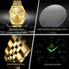 OLEVS 5526 Men Diamond Set Luminous Waterproof Quartz Watch(Gold)