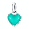 S925 Sterling Silver Heart Pendant DIY Bracelet Necklace Accessories(Green)