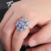 Fashion Ceramic Flower Ring for Women Adjustable Wedding Rings Jewelry(Blue)