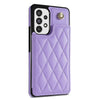 For Samsung Galaxy A53 5G Rhombic Dual Buckle Card Slots Phone Case with Lanyard(Purple)