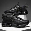 Men Air Cushion Sneakers Low Top Lace Running Shoes Mesh Breathable Sports Shoes, Size: 42(Black Gold)