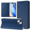 For iPhone 13 mini RC01 Dual-Folded Magnetic Suction RFID Leather Phone Case(Dark Blue)
