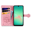 For Samsung Galaxy A26 5G Cat and Dog Embossed Leather Phone Case(Pink)