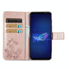 For Asus ROG Phone 6 Four-leaf Clasp Embossed Buckle Leather Phone Case(Rose Gold)
