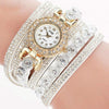 Small Dial Diamond-plated Winding Bracelet Quartz Watch(WHITE)
