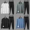 FLQS188 Spring and Autumn Round Collar Pullover Sweatshirt Set Men Casual Sports Clothes, Size: 4XL(White)