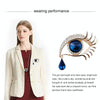 Fashion Angel Tears Brooch Pin Diamond Eyelash Corsage(Golden white diamond blue eyes)