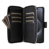 For iPhone 15 Pro Max Nine-card Slots Zipper Wallet Bag Leather Phone Case(Black)