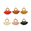 1 Pairs Ethnic Style Cotton Tassel Earrings Exaggerated Earrings Long Earrings(Coffee)