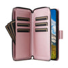 For Samsung Galaxy S24+ 5G Nine-card Slots Zipper Wallet Bag Leather Phone Case(Rose Gold)
