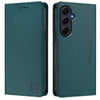 For Samsung Galaxy A55 5G Global RC01 Dual-Folded Magnetic Suction RFID Leather Phone Case(Dark Green)