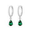 S925 Sterling Silver Water Drop Zircon Women Earrings(Green)