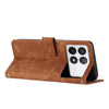 For Xiaomi Redmi K70 / K70 Pro Skin Feel Stripe Pattern Leather Phone Case with Long Lanyard(Brown)