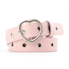 3PCS Narrow Thin Leather Silver Metal Heart Buckle Belts for Women, Belt Length:105cm(WHITE)