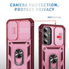 For Samsung Galaxy S25 5G Sliding Camshield TPU Hybrid PC Phone Case with Holder(Pink+Rose Red)