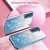 For Samsung Galaxy S21 FE 5G Gradient Glitter Flower All-inclusive Phone Case(Blue)