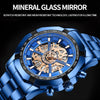 BINBOND S033 Hollowed Mechanical 30m Waterproof Luminous Quartz Watch, Color: White Steel-White