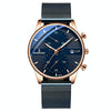 BINBOND B0158 Men Luminous Multifunctional Business Quartz Watch(Blue Mash Rose Shell Blue Surface)