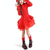 Winter Girls Knit Long Sleeve Sweater Organza Dress Evening Dress, Size:100cm(Red)