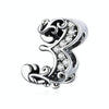 S925 Sterling Silver Relief Number Series 0-9 Beads DIY Bracelet Necklace Accessories, Style:3
